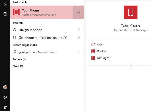انتقال عکس ها و ارسال متن ها با استفاده از Your Phone