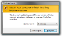Prevent restarting the computer in Windows update