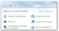Removal by not displaying unwanted items from the Windows 7 control panel