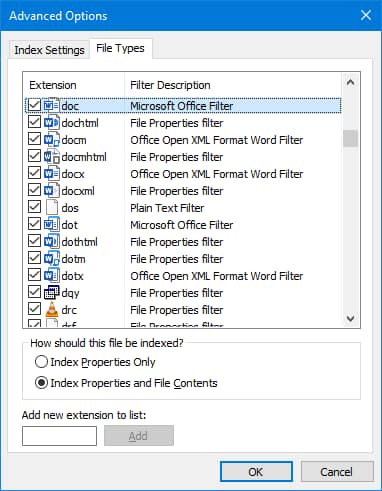 Search the contents of other types of files in Windows